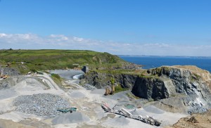 Aerial view of the Dudman Group of Companies West of England Quarry in St.Keverne, Cornwall.